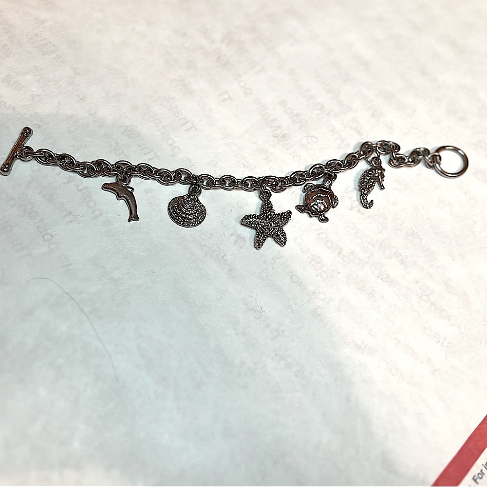 Charm Bracelet, Sea/Marine Creatures-Dolphin, Turtle, Sea Horse, Sea Star, Shell